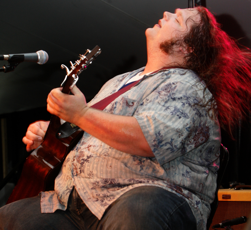 Noel Chenier/Telegraph-Journal Matt Andersen's hair whips around his head as he performs at the Salty Jam Festival on Saturday night.